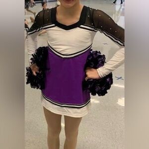Long Sleeve Purple & White Girls dress for cheer, dance competition, or recital